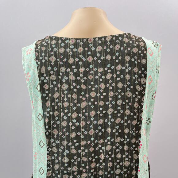 Verb Pallavi Singhee Top Women S Blue Multicolor Sleeveless Beaded Boho Metallic - Picture 6 of 11